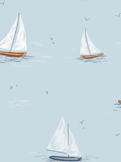 วอลเปเปอร์ห้องเด็ก ลายเรือใบพื้นสีฟ้า VC-D162W