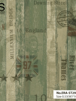 วอลเปเปอร์ ลายไม้วินเทจ โทนเขียวน้ำตาล No.ERA-ST29