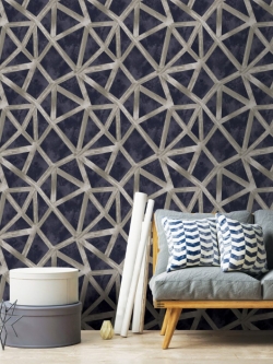 วอลเปเปอร์ลายไม้ทรงเรขา พื้นสีน้ำเงิน (Rustic Style) MAD-D01