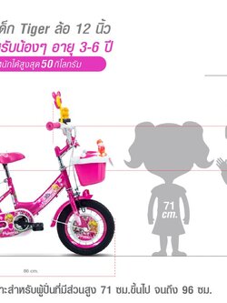 TIGER : KID 12" จักรยานเด็ก 12" ลายการ์ตูนเด็กผู้ชายและเด็กผู้หญิง