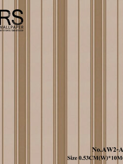 วอลเปเปอร์ ลายทางลง คลาสสิค หรู พื้นครีม ลายสีน้ำตาลทอง AW2-A19