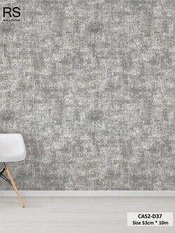 วอลเปเปอร์สไตล์ Loft ลายปูนคอนกรีตสีเทาเงินCAS2-D37