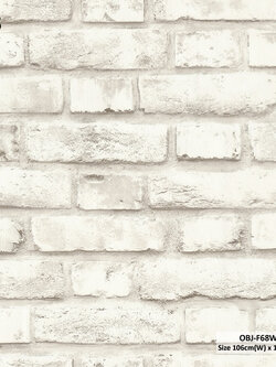 วอลเปเปอร์ลายอิฐ สีขาวปนน้ำตาลอ่อน OBJ-F68W