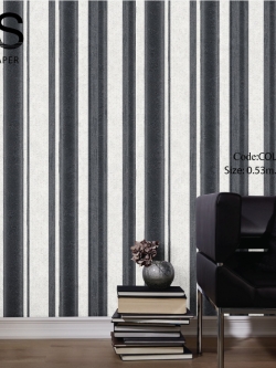 วอลเปเปอร์ลายทางคลาสสิคสีขาวสลับดำ COL-F90