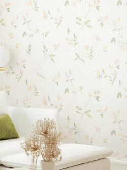 วอลเปเปอร์ลายดอกไม้ สีชมพู-เหลือง พื้นสีขาว EPI-F40W