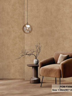 วอลเปเปอร์ลายปูนเปลือย สีน้ำตาลทอง POM-F35W