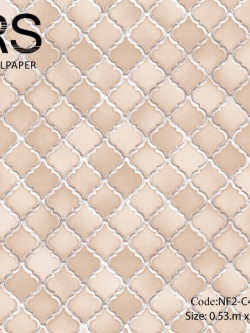 วอลเปเปอร์ลายกระเบื้องผิวเงาสีส้มอ่อนแกมขาว NF2-C46