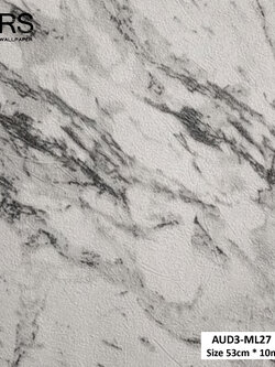 วอลเปเปอร์ ลายหินอ่อน พื้นขาวครีมแทรกลายสีเทา AUD3-ML27