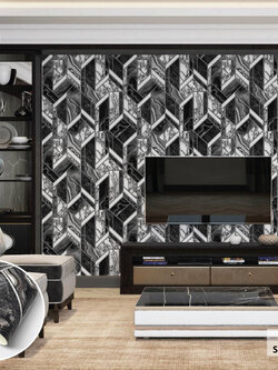 วอลเปเปอร์ลายโมเดิร์น ลูกบากศ์ สีดำ FSK-J89