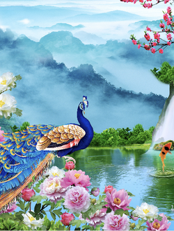 วอลเปเปอร์ภาพนกยูง (สั่งผลิต)