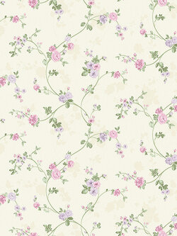 วอลเปเปอร์ลายดอกไม้สีม่วง-ชมพู พื้นสีขาว BLO-C48W