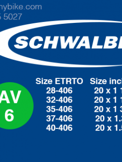 ยางใน Schwalbe 20" 1.10-1.50 AV6
