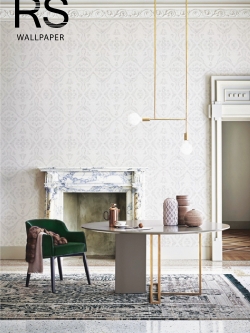 วอลเปเปอร์ลายหลุยส์สีเงินพื้นสีขาว FCO-D32W