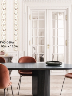 วอลเปเปอร์ลายทางดอกไม้วินเทจโทนสีชมพู FWS-D20W