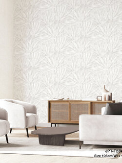 วอลเปเปอร์ลายใบไม้ สีเทาอ่อน JPT-F23W