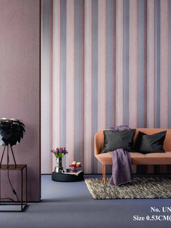 วอลเปเปอร์ติดผนัง ลายทางสีเทาชมพู No.UNI-F21