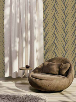 วอลเปเปอร์สไตล์โมเดิร์นลายซิกแซกสีทอง พื้นเทาดำ PMI-C13W