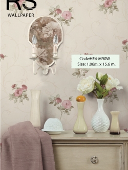 วอลเปเปอร์ลายดอกไม้คลาสสิคพื้นสีทองอ่อน HE4-M90W