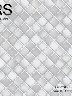 วอลเปเปอร์ลายกระเบื้องผิวเงาสีเทาขาว NF2-C43