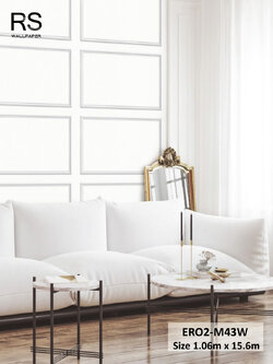 วอลเปเปอร์ลายกรุผนังใส่กรอบคิ้ว สีขาวอมเทา ERO2-M43W