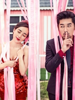 PW543- **พรีออเดอร์ค่ะ**ชุดคู่ถ่ายพรีเวดดิ้ง (prewedding dress) & ชุดแต่งงานแฟนซี (Fancy wedding dress)ชายหญิง "ธีมสีแดง ดำ"