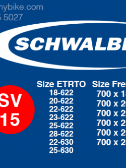ยางใน Schwalbe 700x18-28c SV15 จุกยาว 60 mm