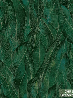 วอลเปเปอร์ ลายใบไม้สีเขียวเข้ม สไตล์ทรอปิคอล CNV-D15