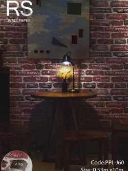 วอลเปเปอร์ลาย อิฐแดง มีตัวอักษรPPL-J60