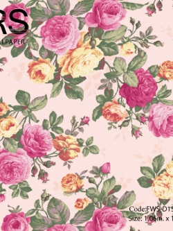 วอลเปเปอร์ลายดอกไม้ พื้นหลังลายผ้าสีชมพู FWS-D13W