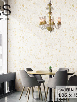 วอลเปเปอร์ลายปูนเปลือย สีพื้นครีม แทรกสีทอง FRN-F63W