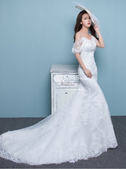 BR314 **พรีออเดอร์**ชุดแต่งงาน&ชุดเจ้าสาวแบบยาวสีขาวเกรดพรีเมี่ยม หรูหราน่ารัก สวยโดดเด่นไม่ซ้ำใคร