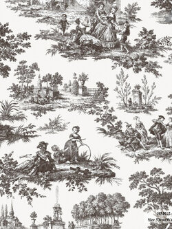 วอลเปเปอร์ลายวินเทจ สีดำ พื้นสีขาว BMG2-B85