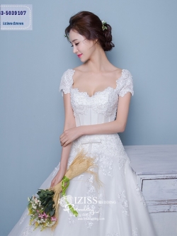 BR192 **พรีออเดอร์**ชุดแต่งงาน&ชุดเจ้าสาวแบบยาวสีขาวเกรดพรีเมี่ยม เปิดไหล่ มีแขน หรูหราน่ารัก สวยโดดเด่นไม่ซ้ำใคร