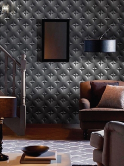 วอลเปเปอร์ลาย ลายกราฟฟิคสีเทาดำ PPL-J78