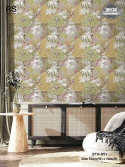 วอลเปเปอร์ลายใบไม้ สไตล์ทรอปิคอล BTH-B51