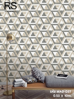 วอลเปเปอร์ลายไม้ทรงเรขา เทา น้ำตาล(Rustic Style) MAD-D37