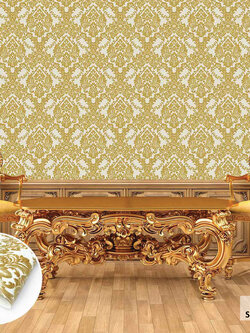 วอลเปเปอร์ลายหลุยส์ พื้นสีขาว ลายสีทองFSK-J80