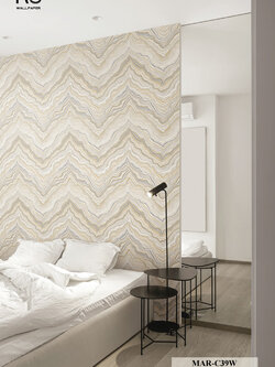วอลเปเปอร์ลายหินอ่อน สีเทาสลับสีทอง MAR-C39W