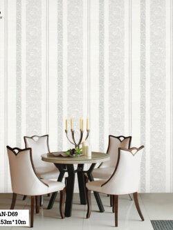 วอลเปเปอร์ลายใบไม้สลับลายเส้น GAN-D69