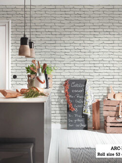 วอลเปเปอร์ ลายอิฐสีขาวเทา ARC-M77