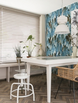 วอลเปเปอร์ลายใบไม้ธรรมชาติสีฟ้า (Tropical Style) PPL-J15