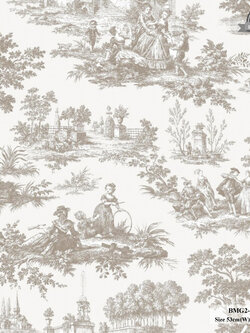 วอลเปเปอร์ลายวินเทจ สีน้ำตาล พื้นสีขาว BMG2-B82