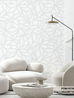 วอลเปเปอร์สไตล์โมเดิร์น ลายเส้นสีเงิน พื้นสีเทาอ่อน POM-F67W
