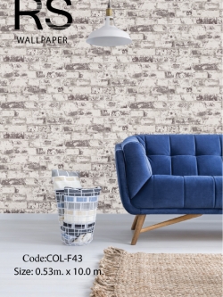 วอลเปเปอร์ลายลักษณะปูนขาวลอกออกจากอิฐสีเทา COL-F43