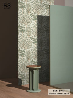 วอลเปเปอร์ ลายผ้าพื้นสีเขียวอมเทา BES7-B93W