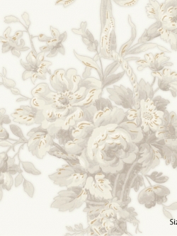 วอลเปเปอร์ลายดอกไม้พุ่มดอกสีครีมอมน้ำตาลพื้นเทกเจอร์เส้นแนวนอนสีครีมอมมุก ITT-F04