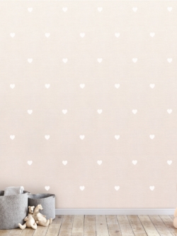 วอลเปเปอร์ลายหัวใจสีขาวพื้นสีชมพูอ่อน BES3-B158W
