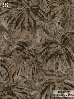 วอลเปเปอร์ลายใบไม้ โทนสีน้ำตาลเข้มปนสีดำทอง HE5-M11W