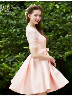 ฺBM0123 - พรีออเดอร์ ชุดเพื่อนเจ้าสาวราตรีสั้นสีส้มโอโรส น่ารักมากๆค่ะ