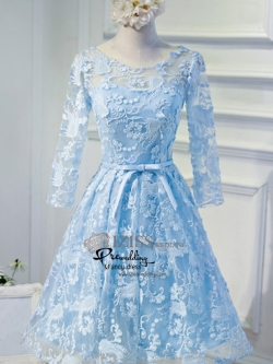 DS035**พร้อมส่ง**ชุดราตรี เดรสสั้นออกงาน (short dresses) ชุดไปงานแต่งงานสวยๆ "ธีมฟ้าสดใส"